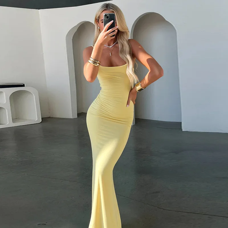 

New Sexy Backless Dress, Fully Managed, Hot Selling, Slim Fit, Strap, Suspender, Long Skirt