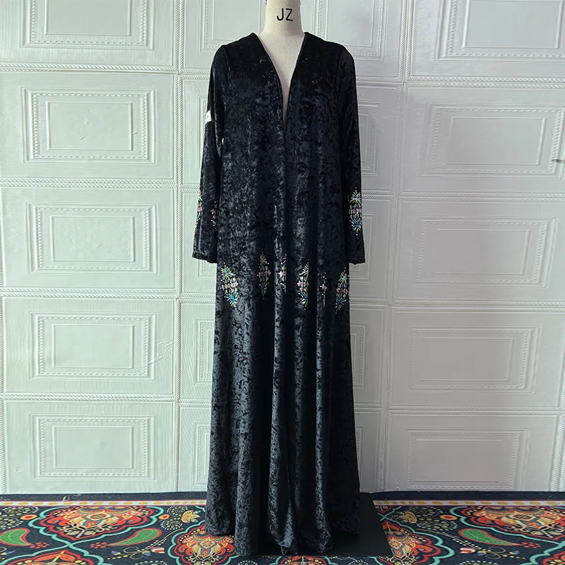 

Ид Абая женские платья-кардиганы Джалабия с принтом мусульманские открытые абайи Рамадан Марокко Кафтан Ислам Vestidos арабский длинный халат Дубай