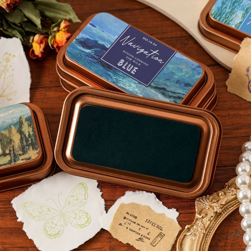 1 unidad/caja de pasta de tinta ecológica para cuaderno de algodón, pasta de tinta retro neutra, almohadilla de tinta y accesorios para sellos