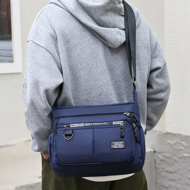 Design Oxford Schultertasche, große Kapazität, Herren, lässig, mehrere Fächer, modisch, Einzel-Schulter-Umhängetasche, luxuriöse Messenger-Tasche – Detail 10