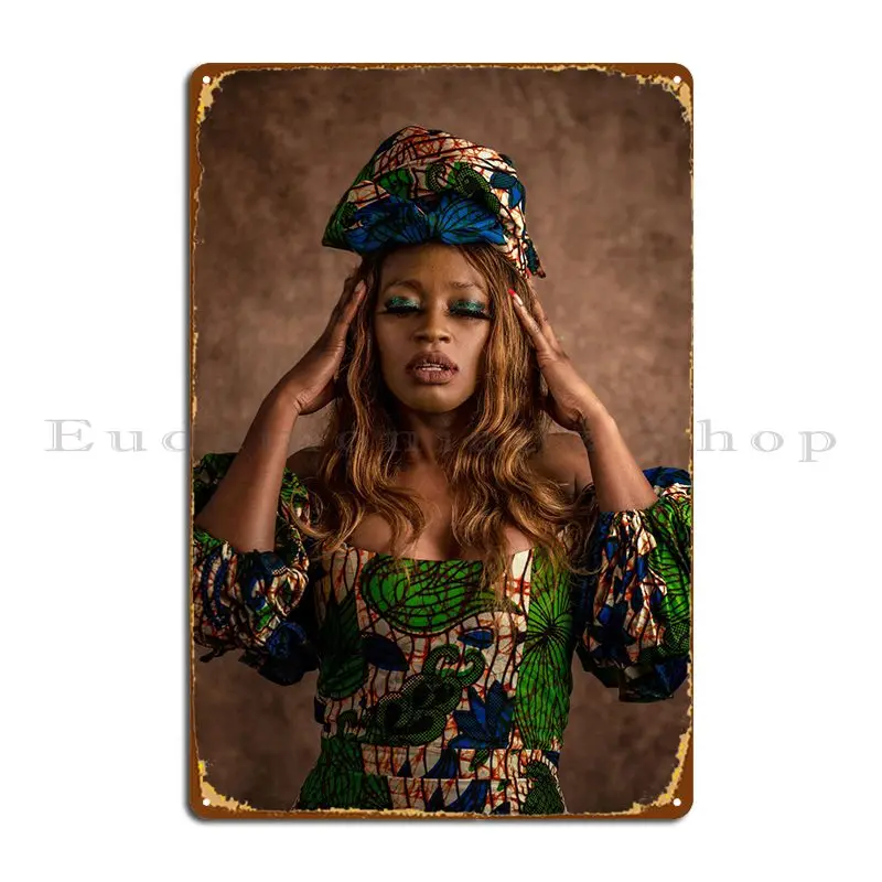 African Woman In Thought Metal Plaque Poster Club Print Wall Decor Cave Cinema Tin Sign Poster