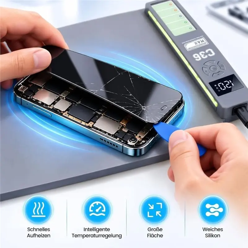 LCD Separator Heating Plate Heating Plate For Mobile Phone Repair Silicone Heating Pad With Display EU Plug