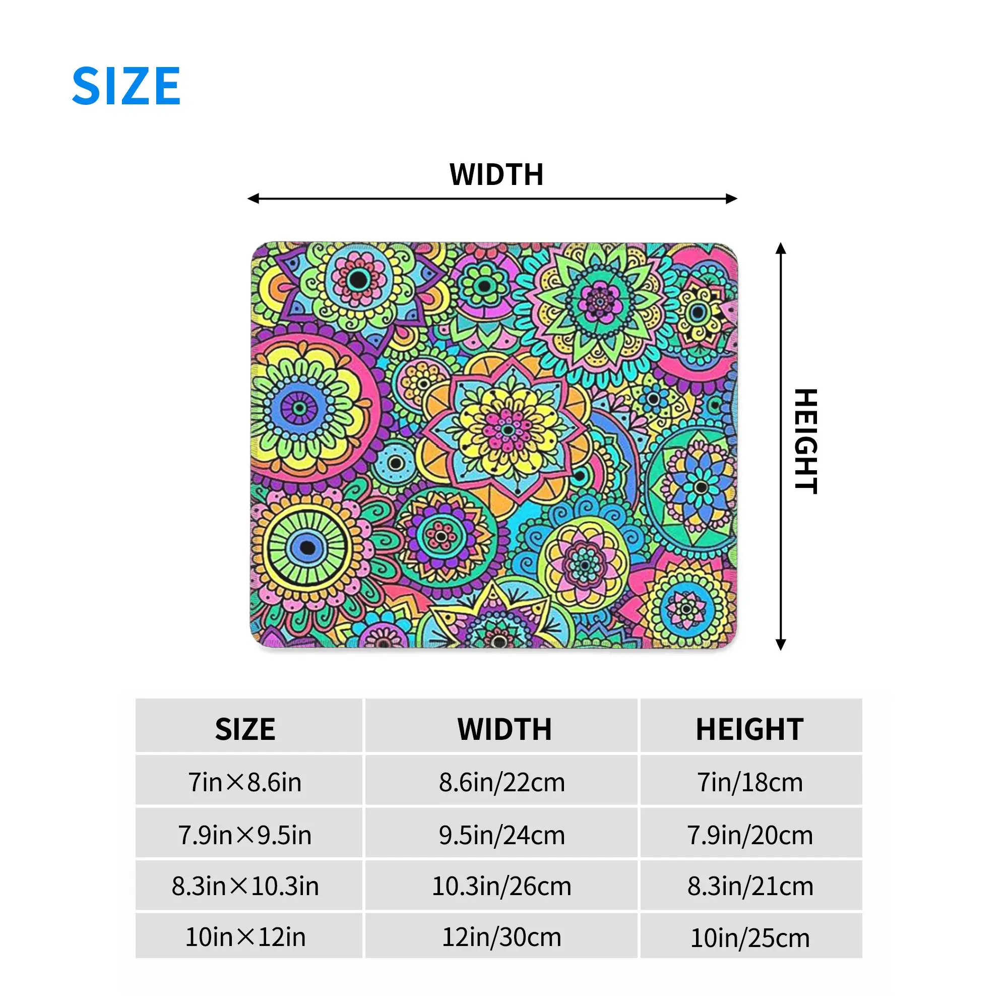 Psychedelic Summer Color Mandala Mouse Pad Computer Keyboard Mouse Mat Gaming PC Laptop Desk Mat Office Accessories Table Mats