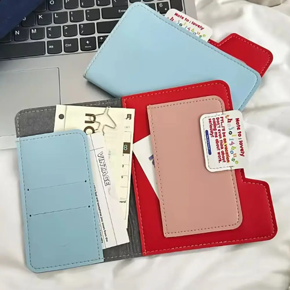 Tarjetero de cuero PU, tarjeteros ligeros, bolsa para tarjetas, Protector de pasaporte ultrafino de Color caramelo, accesorios de viaje