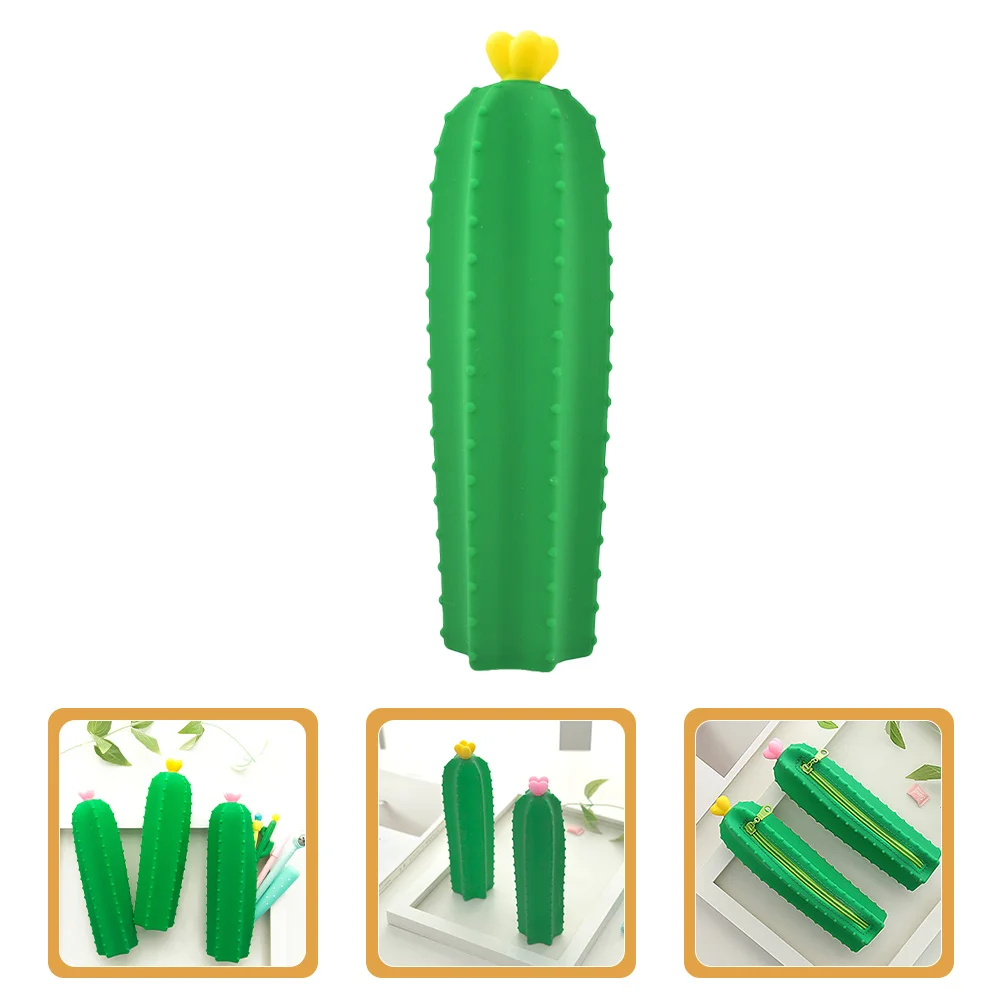 

Cactus Shaped Pencil Bag Lovely Portable Stationery Pouch Multi-Function Zipper Pen Holder Storage Accessory For School Office