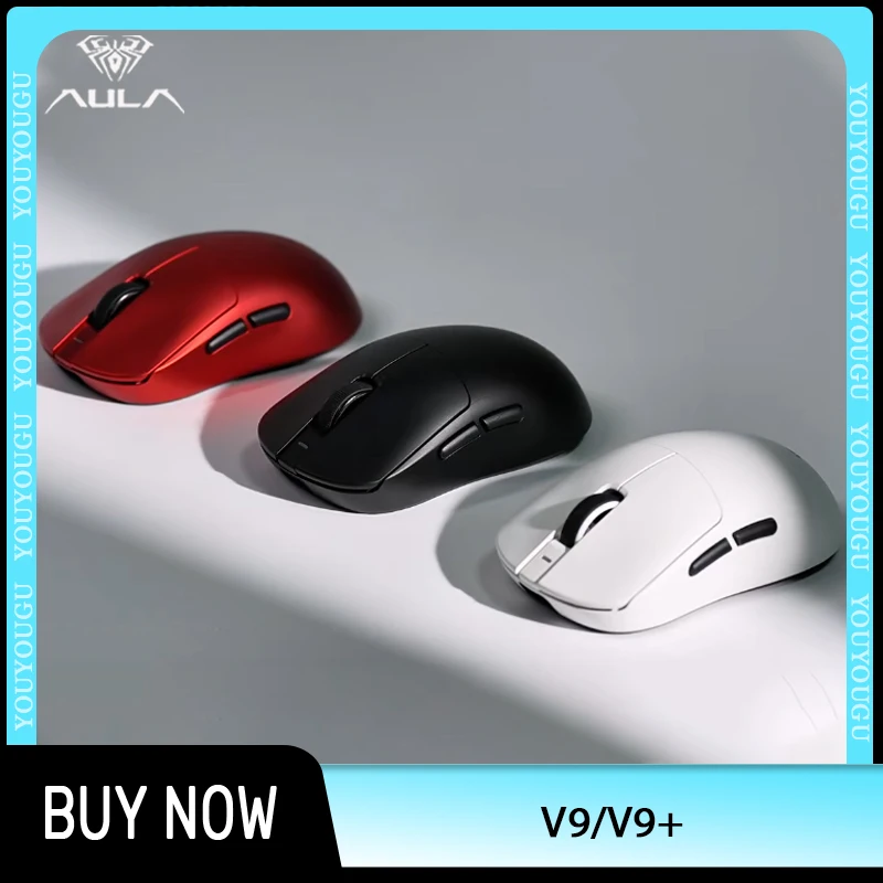

AULA V9/V9+ Mouse Paw3950 Tri Mode Wireless Paw3395 8000Hz E-sports Gaming Mice Lightweight Mouse PC Accessories For FPS Gamers