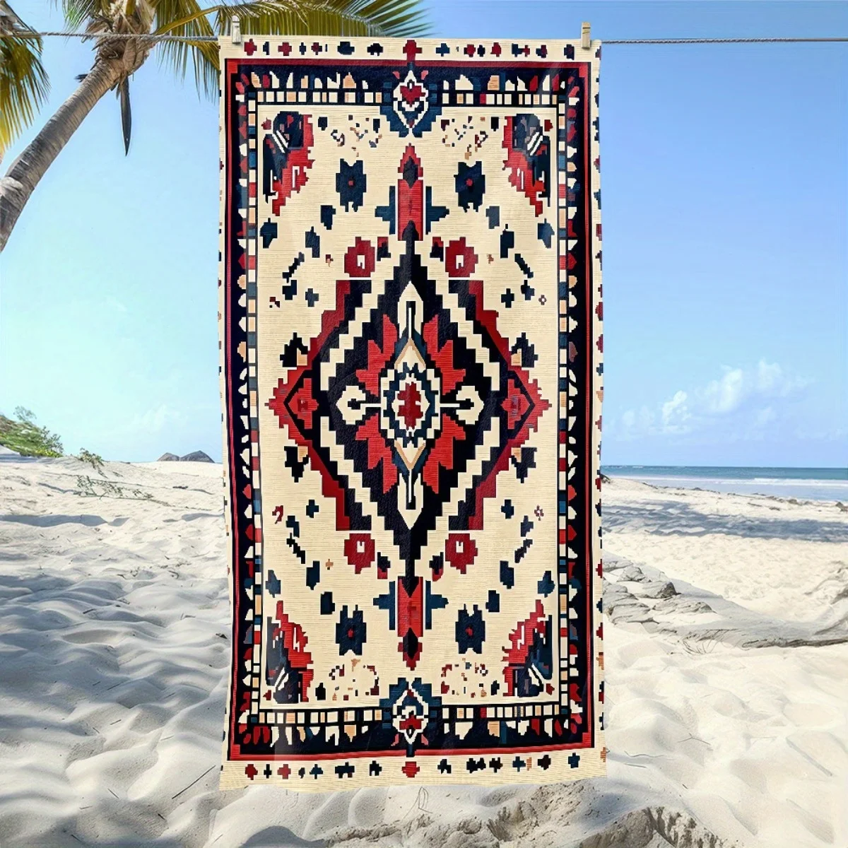 Bohemian Style Print Beach Towel Patterned Sunscreen And Windproof Suitable For Swimming Pool Camping Travel Blanket