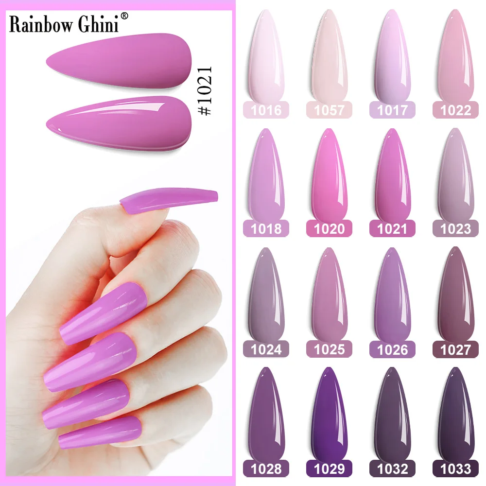 Rainbow Ghini HEMA&TPO FREE 8 ml reichhaltiger violetter Gel-Nagellack, rosa Glitzer, langlebiges, kaltes und verführerisches violettes Nagelgel