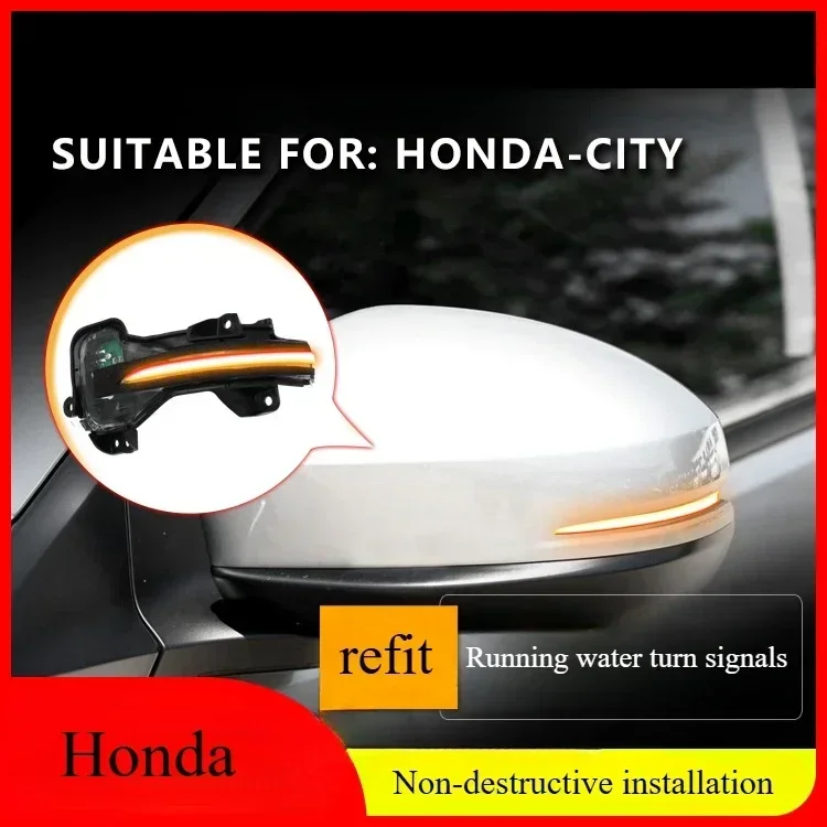 For  Honda CITY special car rearview mirror, flowing water turn signal, and a touch of blue daytime running light