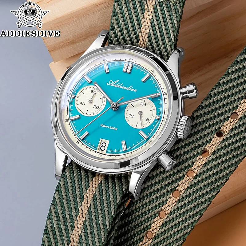 

ADDIESDIVE Luxury Quartz Watch AD2095 VK64 Movement 316L Stainless Band BGW9 Luminous 100M Waterproof Anti-glare Bubble Glass