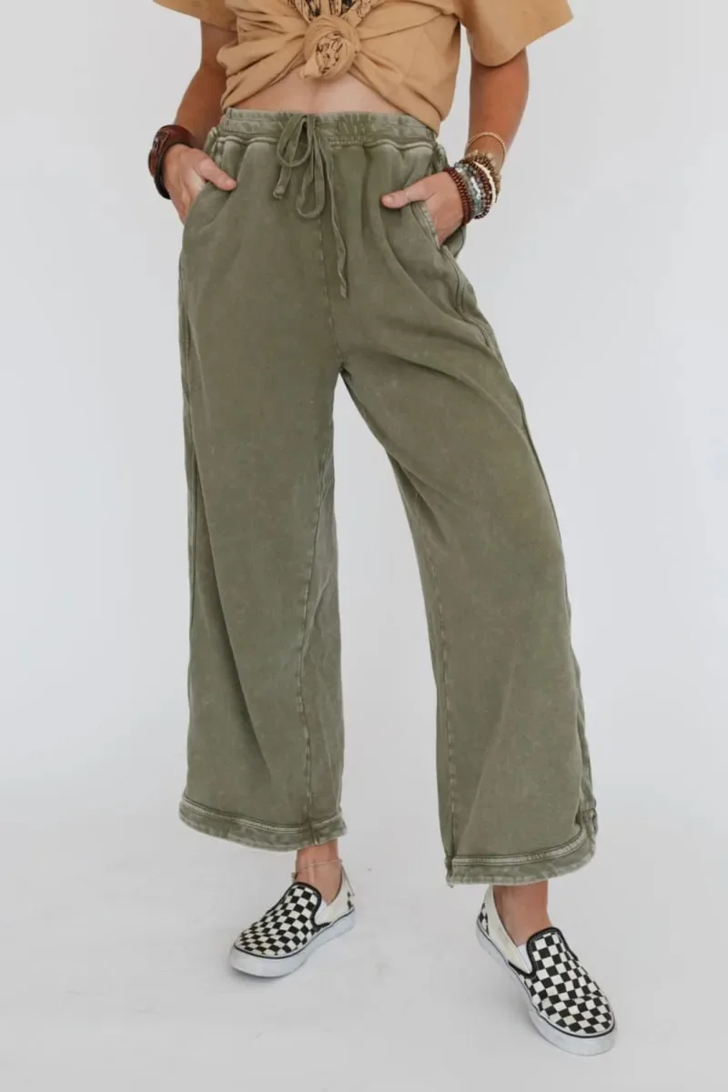 2025 autumn and winter retro washed old fashion casual drawstring trousers