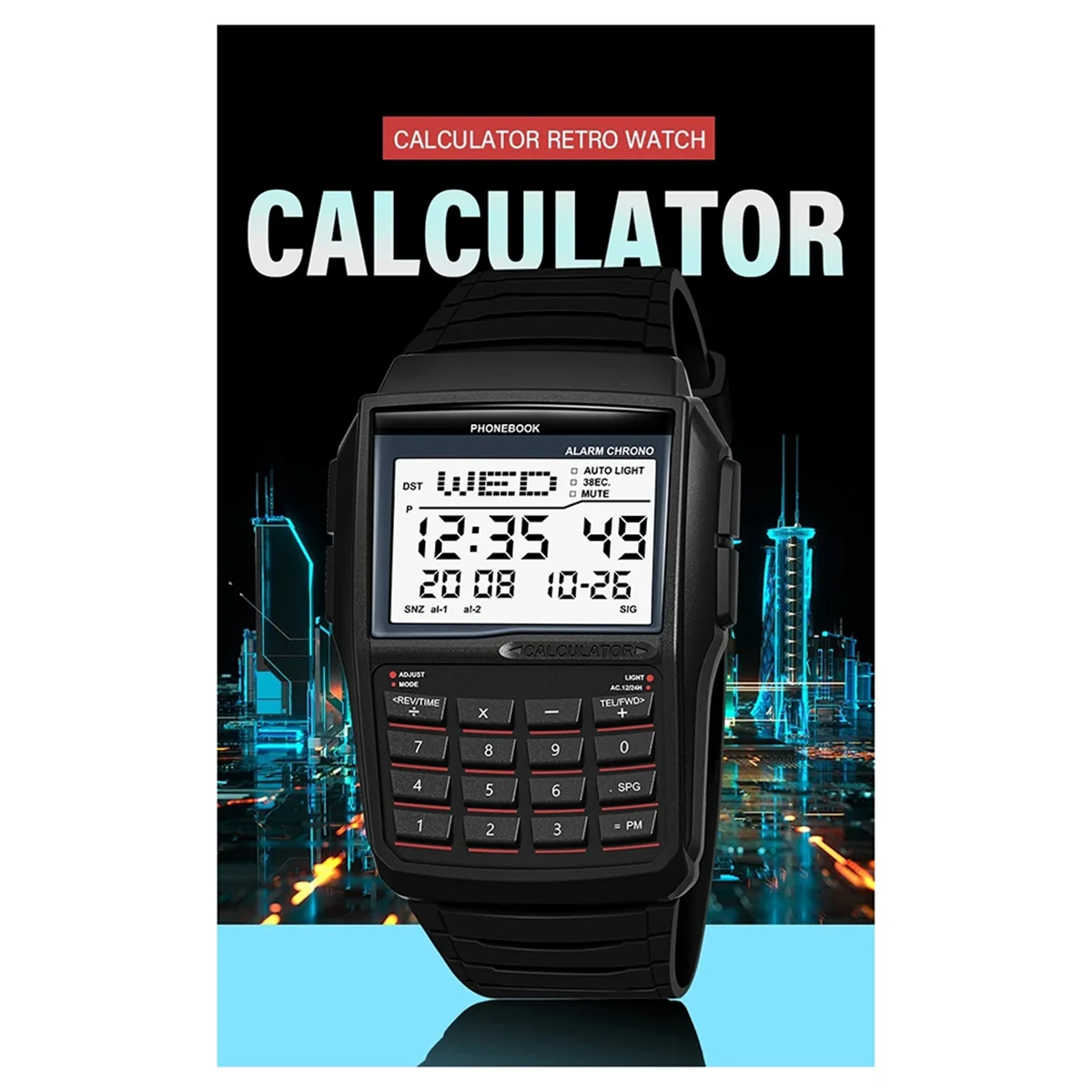 ABAB LED Reloj electrónico Digital Deportes Multifunción Calculadora Reloj Reloj Impermeable Estilo Computadora