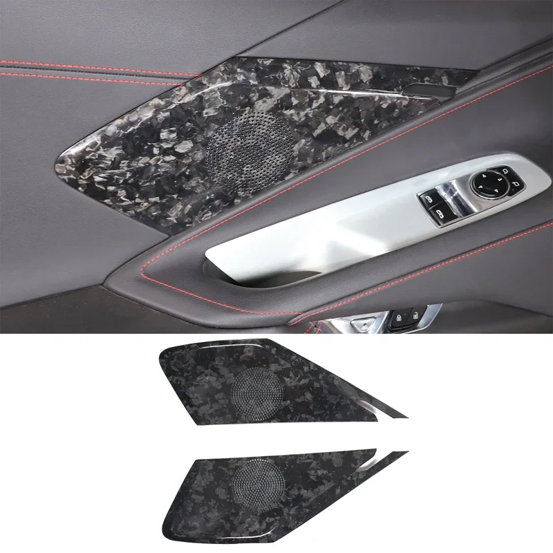 For Chevrolet Corvette C8 2020-2023 Real Carbon Fiber Car Door Big Horn Mesh Cover Sticker Car Decoration Accessories