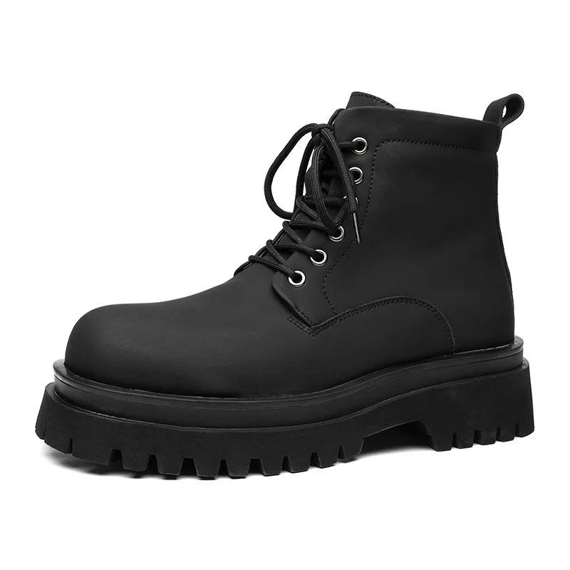 New Vintage British Men Boots Autumn Winter Platform Boots Dress Handmade Luxury Height Increasing Shoes Fashion Tooling Boots