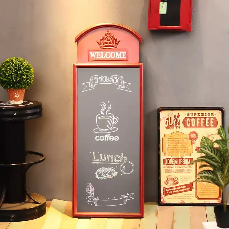 Vintage Style Wall Blackboard Message Plate, Industrial Wall Art Decor for Cafe Bistro Restaurant Hanging