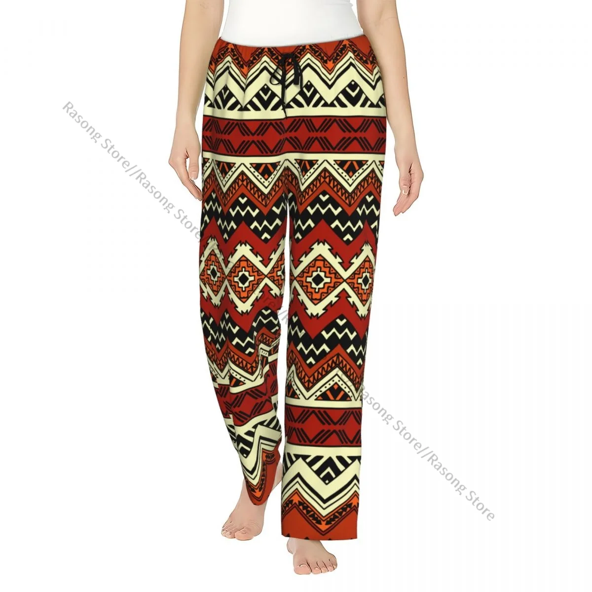 

Африканские этнические абстрактные геометрические декоративные этнические женские брюки для сна, теплые фланелевые брюки для отдыха для зимних ночей