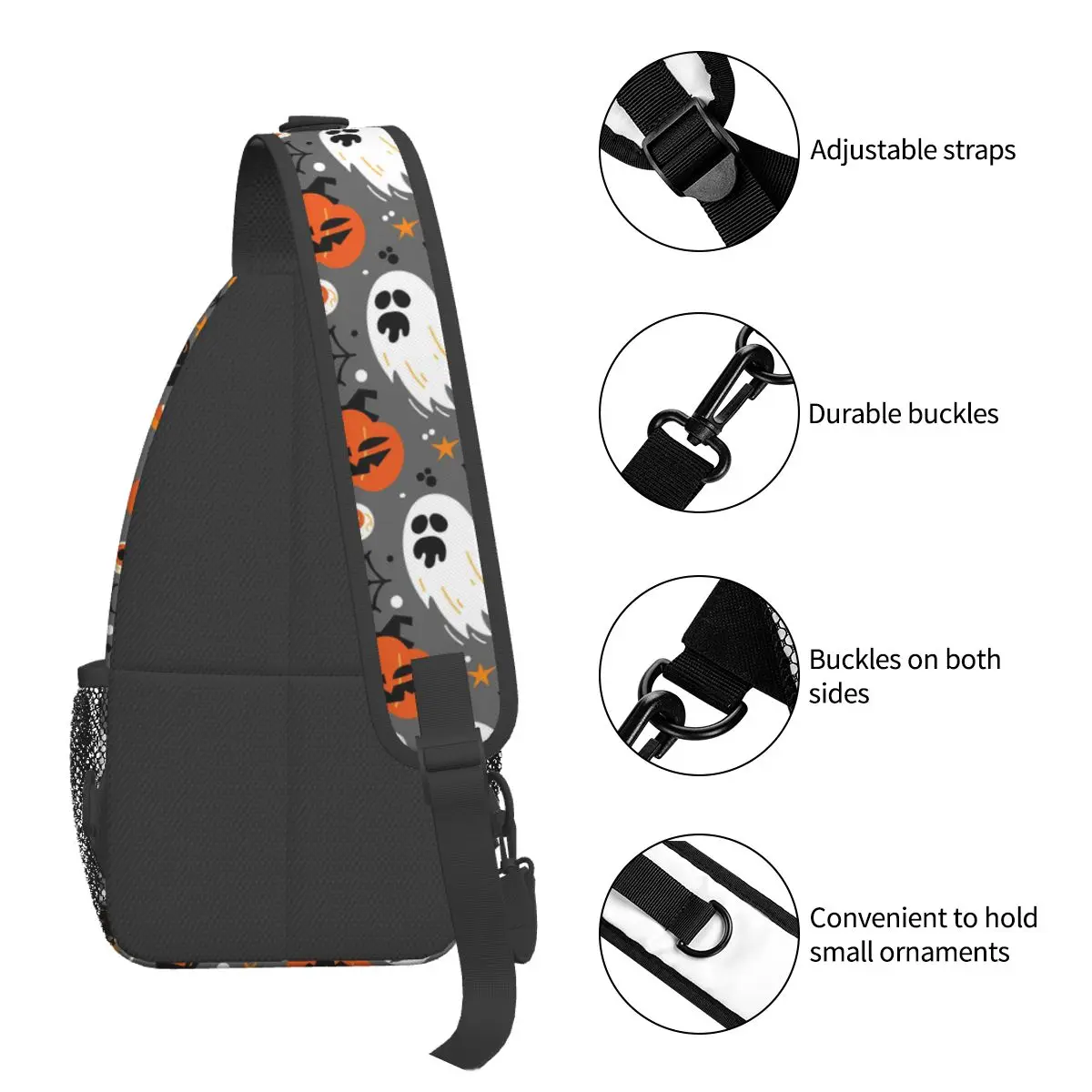 Witch Spider Web Crossbody Chest Bags Halloween Pockets Travel Pack Messenger Sports Teens Shoulder Bag Unisex