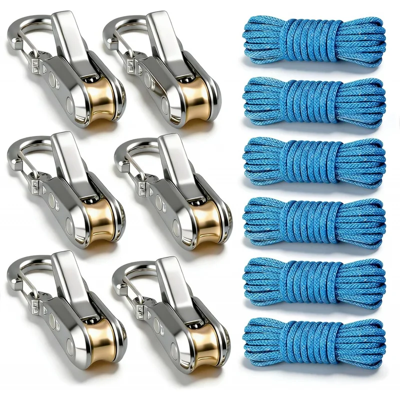 Rope Tying Tool And Tensioner with Roller Tensioner, Heavy-Duty Retractable Buckle with Accessory Rope, Suitable for Camping