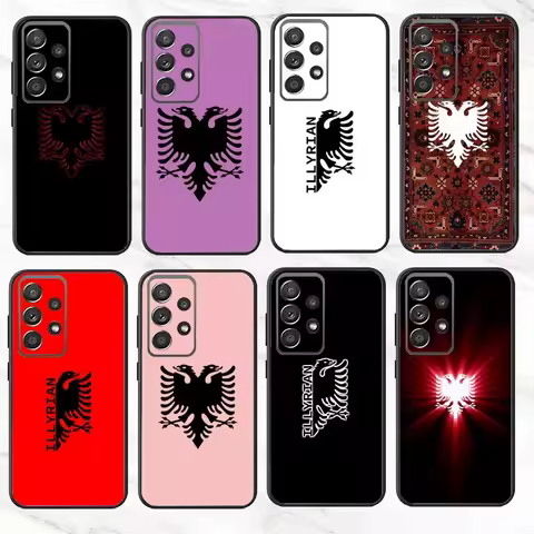 A-Albania Flag Passport Illyrian Phone Case For Samsung S25,S24,S21,S22,S23,S30,Ultra,S20,Plus,Fe,Note,10,9,5G Black Cover
