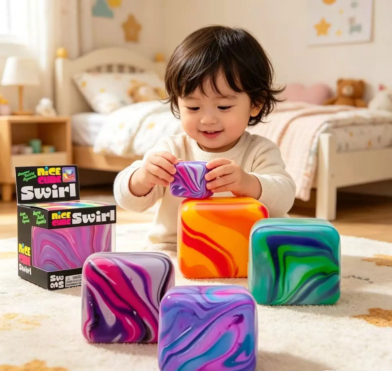 

5.5cm Soft and Glutinous Sensory Stress-relief Toy Needoh Cube Filled with Gel Stretchable Ball Soft Ice Cube Ball Slow Rebound