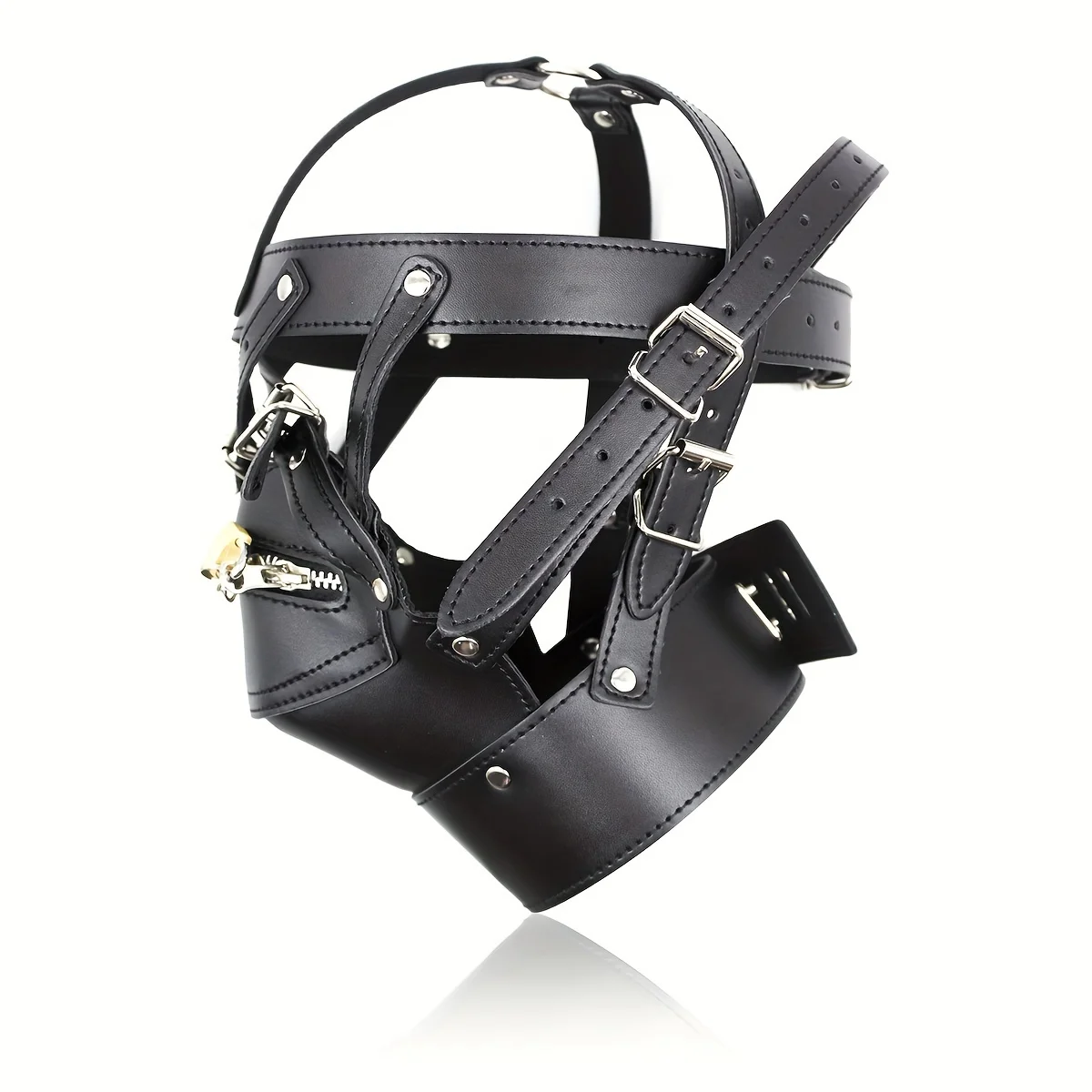 Binding Black Leather Headgear Adjustable Conditioning Equipment BDSM Adult Alternative Play Mask Toys  for Women and Couples