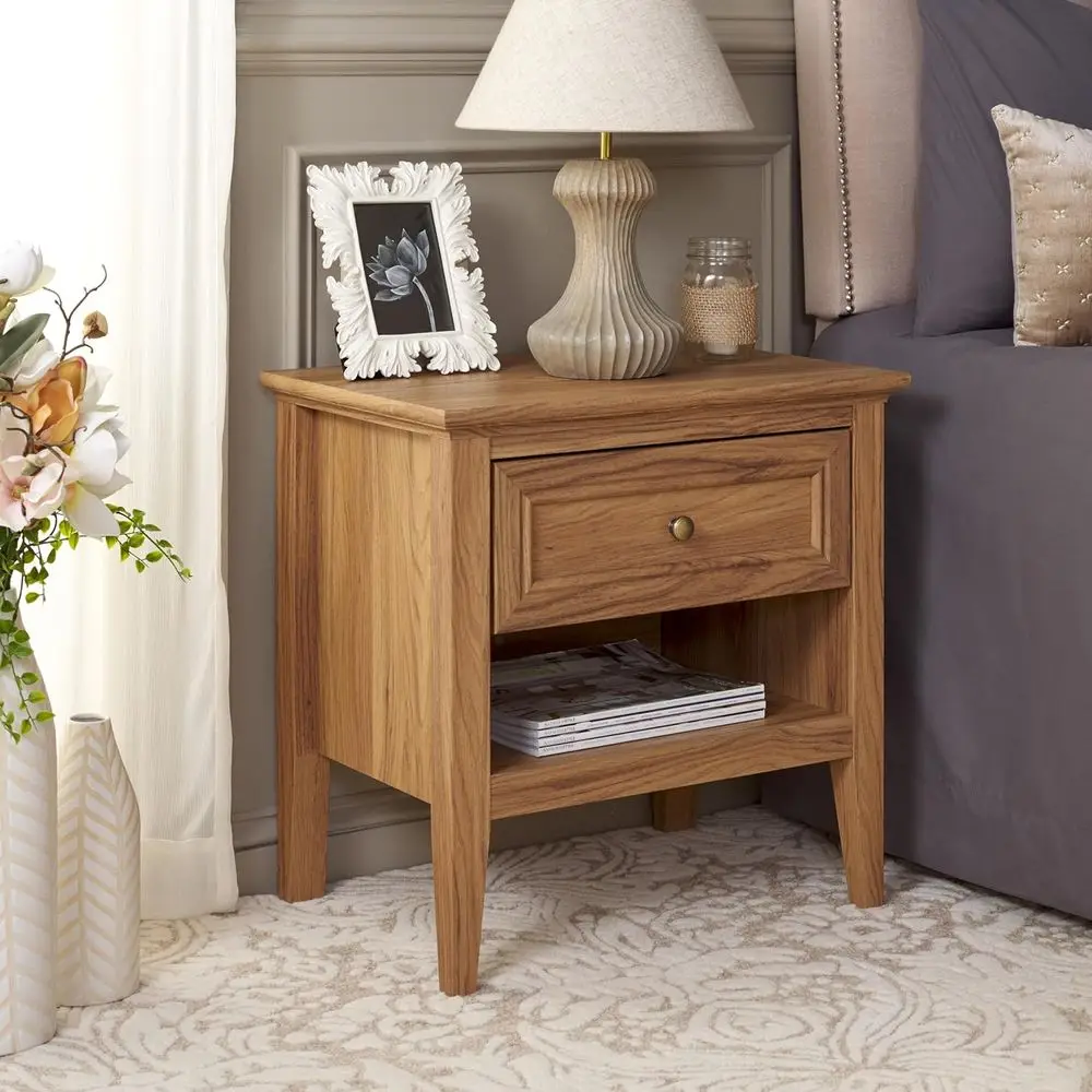 Oak & Gold 2-Drawer Nightstand, Home Collection by Sondra