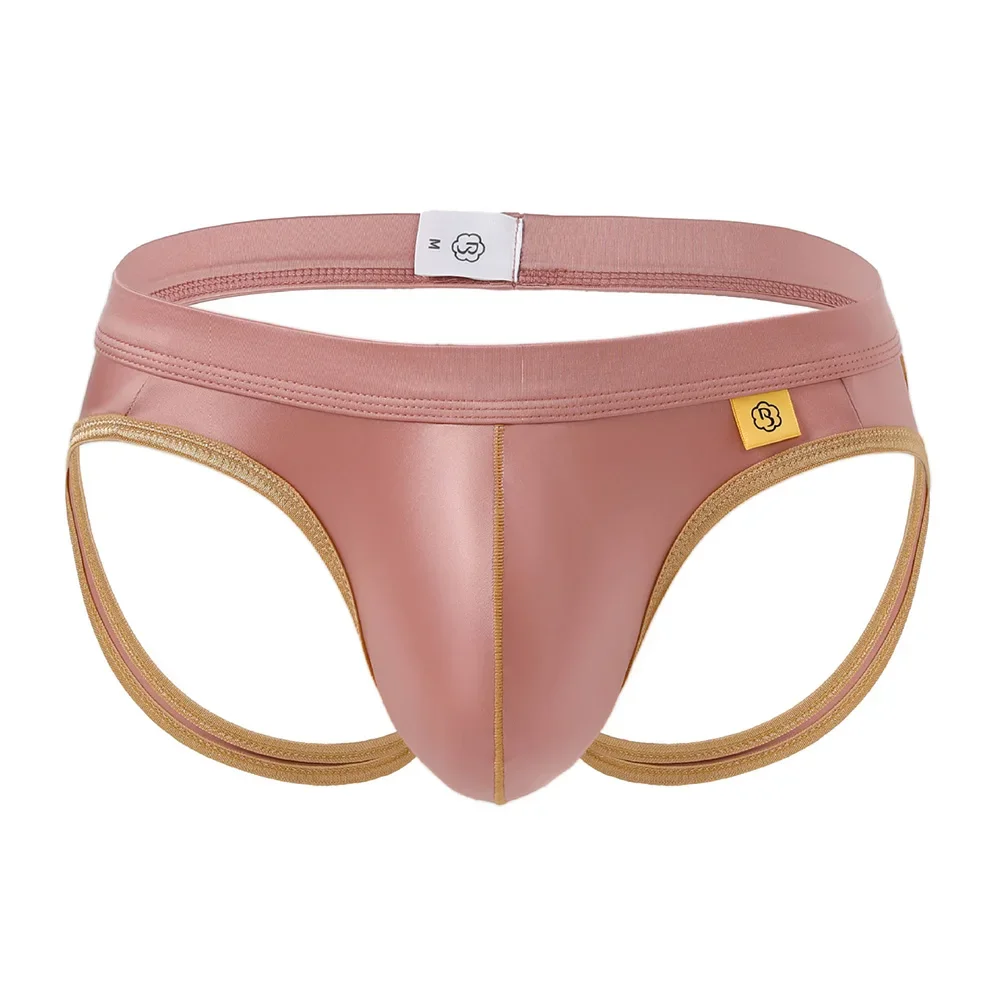 Silky Ice Men's Low Waist Thong with Open Butt Hip Lift Double Strap Sexy Underwear