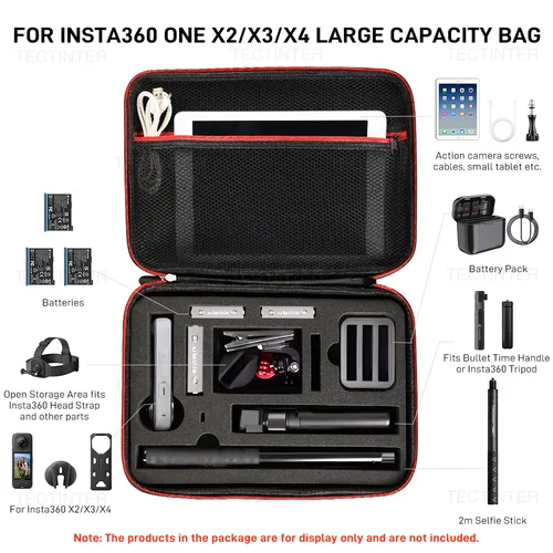 Imagen 2 del producto Caja para Insta360 X5 X4 X3 X2, bolsa protectora de almacenamiento, Estuche de transporte portátil de viaje para accesorios de Cámara de Acción Insta360 X4