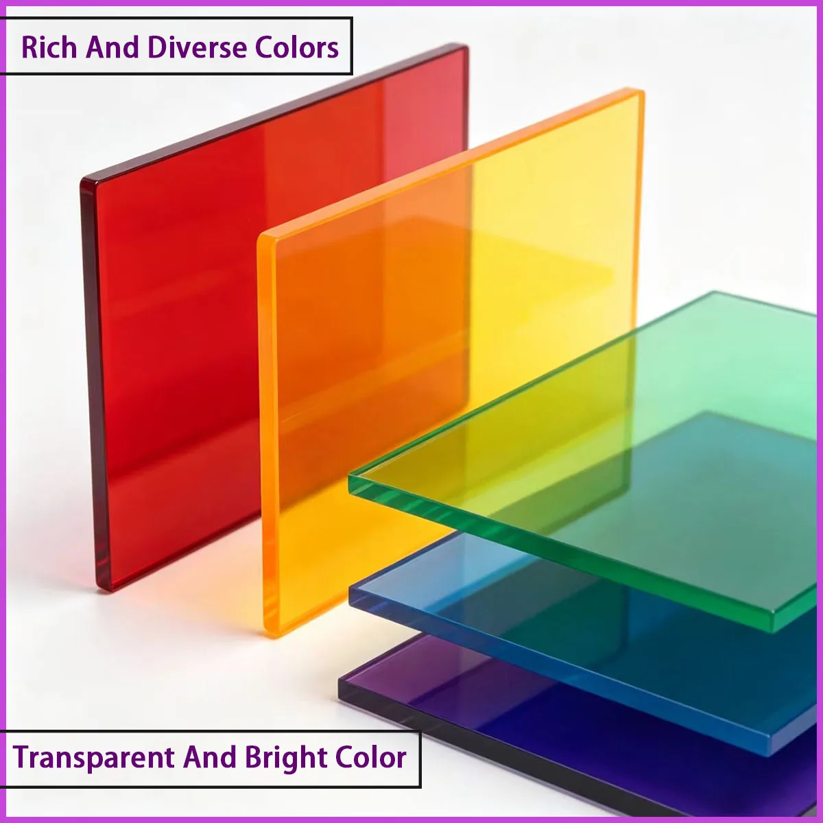 Size 100*100-400*400mm color transparent acrylic square board is widely used in decoration, advertising signs, etc