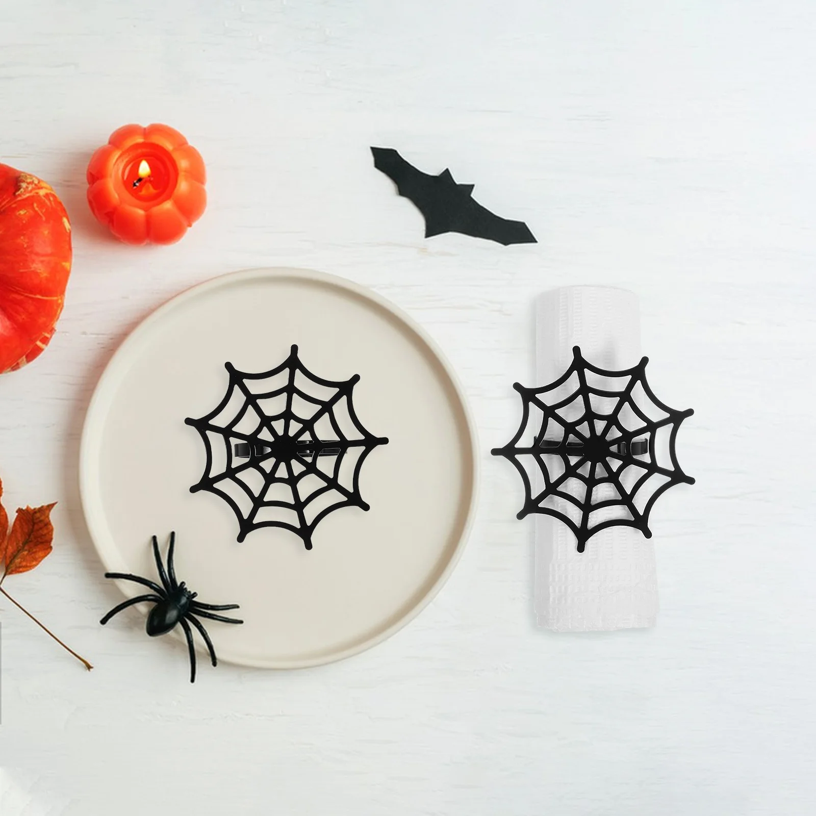 

Halloween Decorations Indoor Napkin Ring Napkins Rings Bulk Spider Web Party Banquet