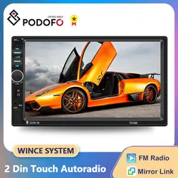 Podofo 2Din Radio samochodowe samochodowy odtwarzacz wideo 7''HD odtwarzacz MP5 ekran dotykowy cyfrowy wyświetlacz Multimedia Bluetooth 2DIN Radio samochodowe Stereo