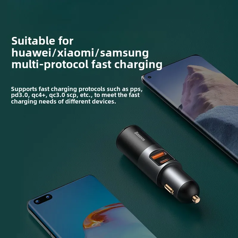 120 واط معدن متعدد البروتوكولات المزدوج USB شاحن سيارة محول ولاعة السجائر السريع #2