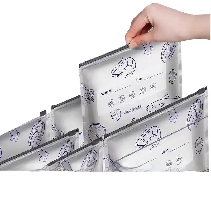 [L] 50Pcs Reusable Aluminum Foil Food Storage Bags Leakproof Seal Writable Label Perfect For Freezing Meat Fridge Organization