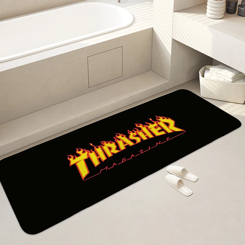 

Kitchen Carpet Z-THRASHERs Entrance Door Mat Sleeping Bathroom Rug Aesthetic Room Decorating Items Funny Doormat Bathmat Home