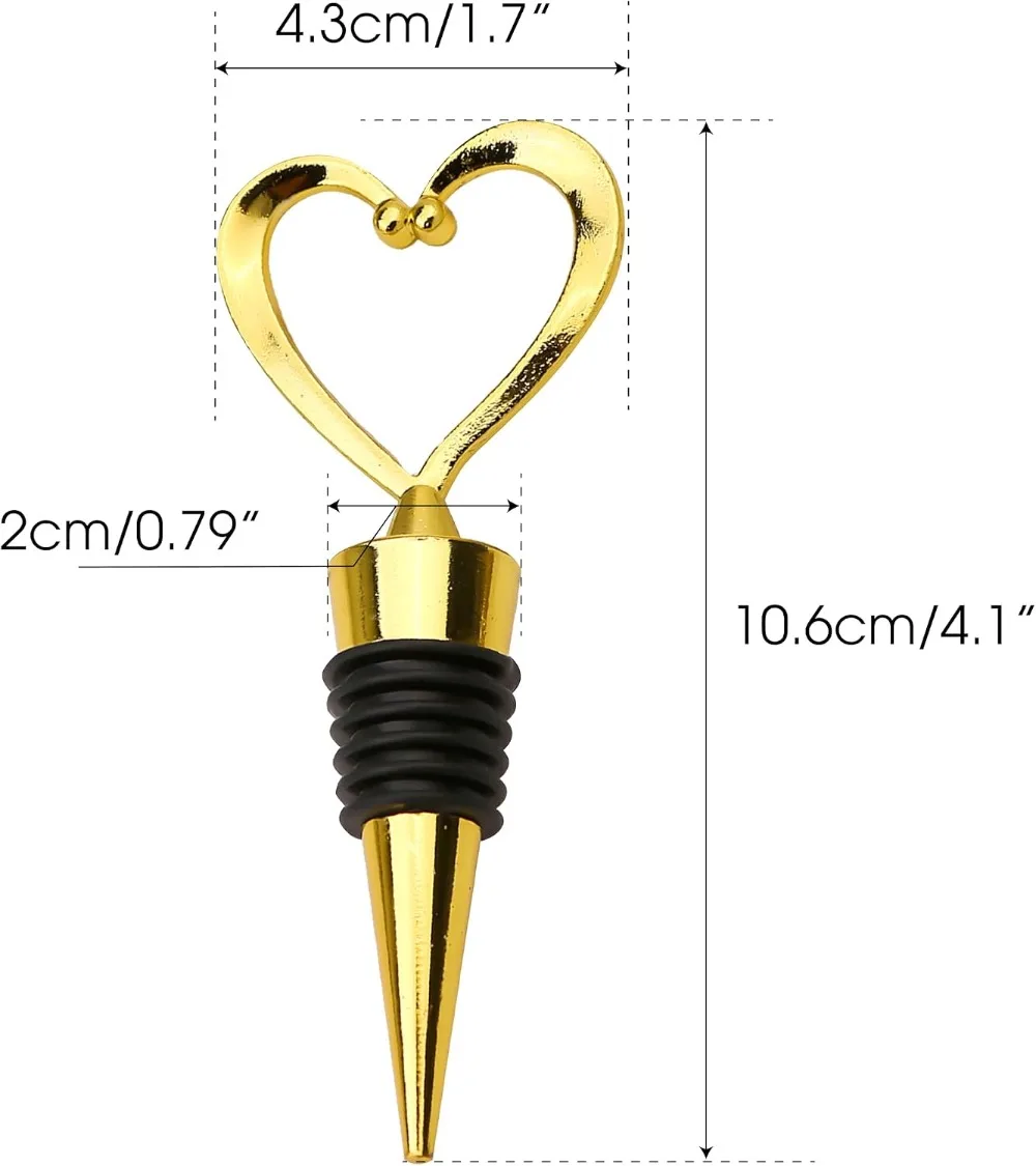 Heart-Shaped Bottle Stoppers For Wine & Beverage in Plastic , Love Elegant Design For Guests Heart-Bottle-Stoppers