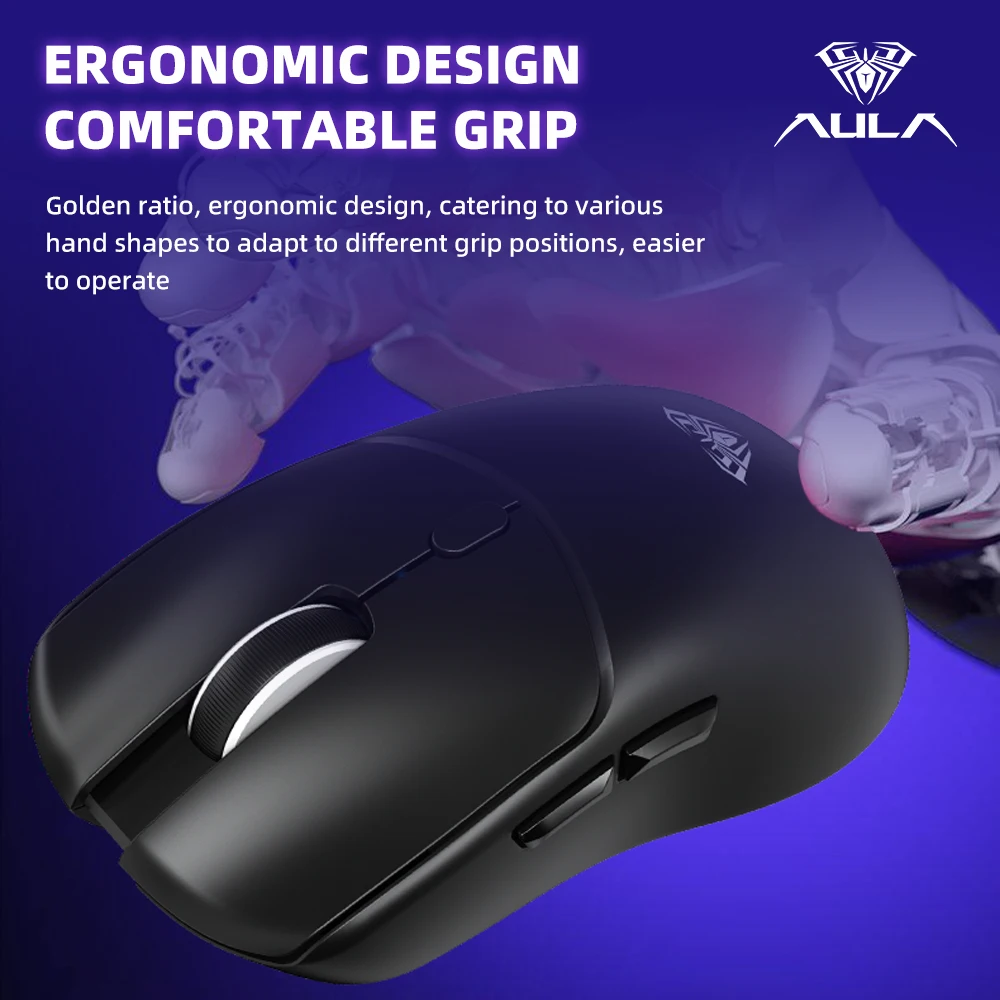 AULA Wireless Gaming Mouse Tri-mode 2.4G/Bluetooth Mouse Rechargeable Ergonomic 12000 DPI Mouse for PC Gaming Accessories SC580X