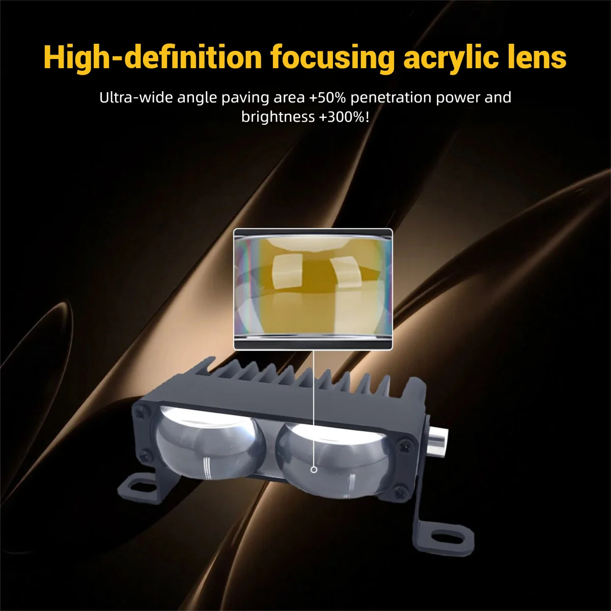 LED Headlights Bumper Lights LED Fog Lights Grille Lights Mini Driving Work Lights Lens Car Motorcycle Assist Lighting Kit 9-36V