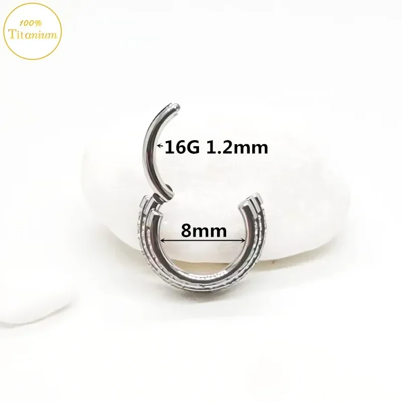 F136 Titanium Septum Piercing Nose Rings Three Layers Zircon Hinged Segment Clicker Earring Ear Cartilage Helix Piercings Jewelr