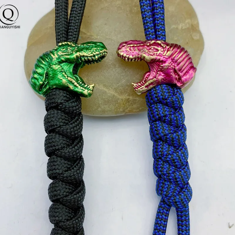 2022 Jurassic Tyrannosaurus  Brass Knife Bead Jewelry DIY Paracord Hangings Accessories Animal EDC Outdoor Tool Lanyard Pendants