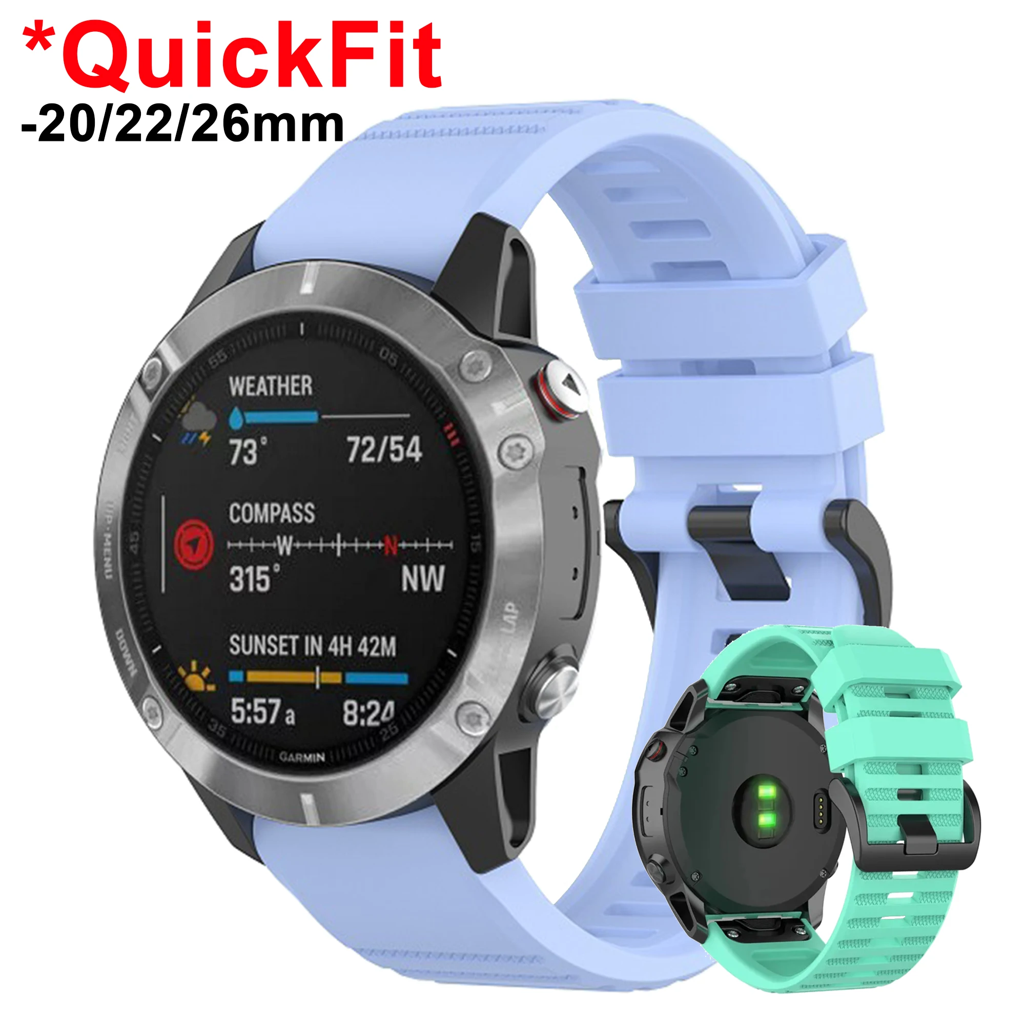 

QuickFit for Garmin Fenix 6X Pro 6 6S 7S 7 7X 5 5S 5X Silicone Bracelet for Fenix 8 E Epix Pro Tactix 8 47 51mm 20 22 26mm Strap