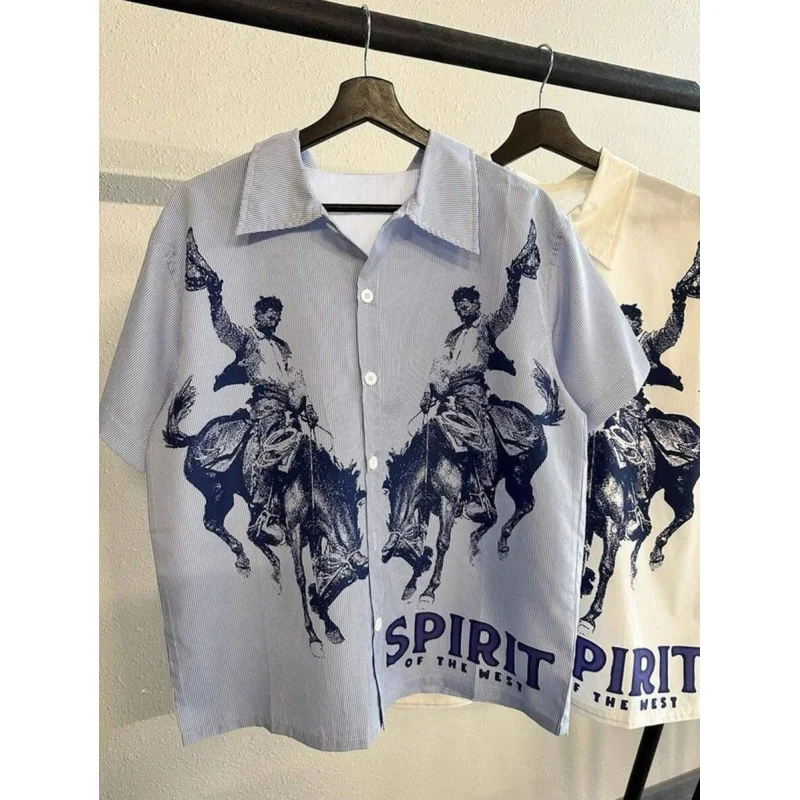 New Summer Men's Fashionable Stylish Printed Short Sleeve Shirt with Collar and Casual Cut