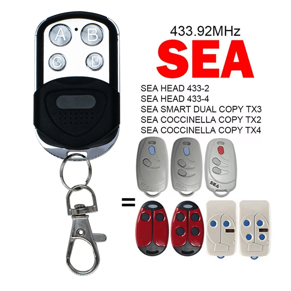 SEA HEAD 433-2 433-4 스마트 듀얼 COCCINELLA COPY TX3 TX2 TX4 용 차고 문짝 리모컨, 433.92MHz 게이트 오프너