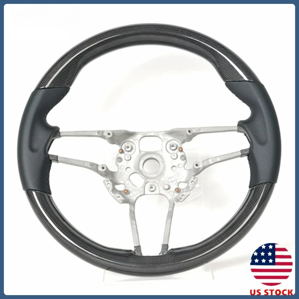 

Рулевое колесо O-типа из сухого углеродного волокна 3K для Porsche 911 Panamera 718 Boxster Cayenne Macan Nappa с перфорированной кожаной ручкой