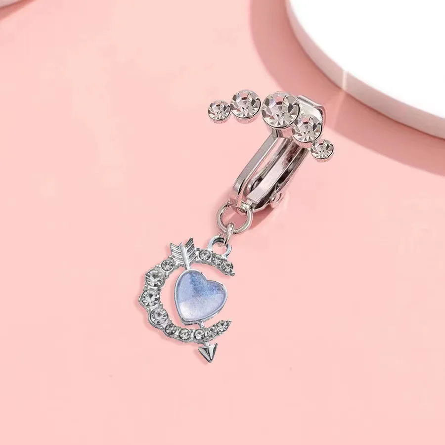 Faux Fake Belly Button Piercing Dangling Navel Rings Butterfly Heart Fake Belly Clip Women On Belly Button Rings Non Piercing