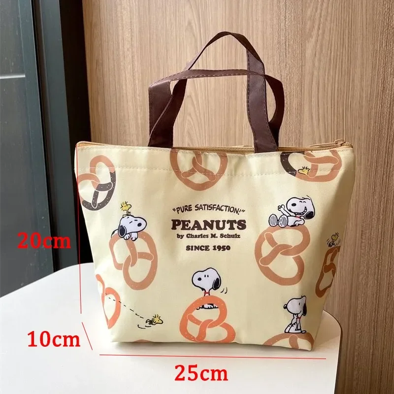 Snoopy Thermal Lunch Bag Waterproof Insulation Cartoon Handbag Cute Student Women Creative Folding Picnic Food Bento Tote Bags