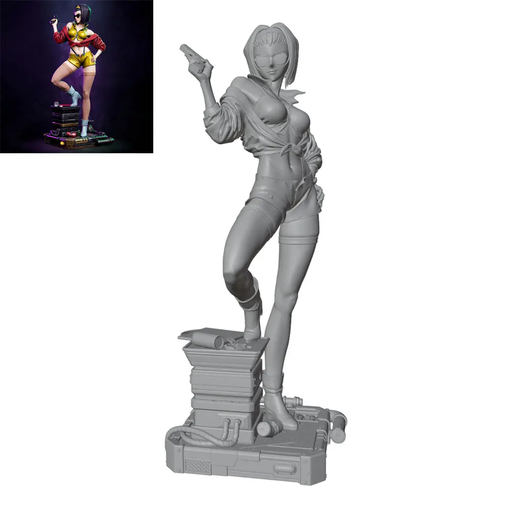 1/24 Hot female agent with short hair, casual wear model figure, GK mini 3D printed gray doll statue, not colored
