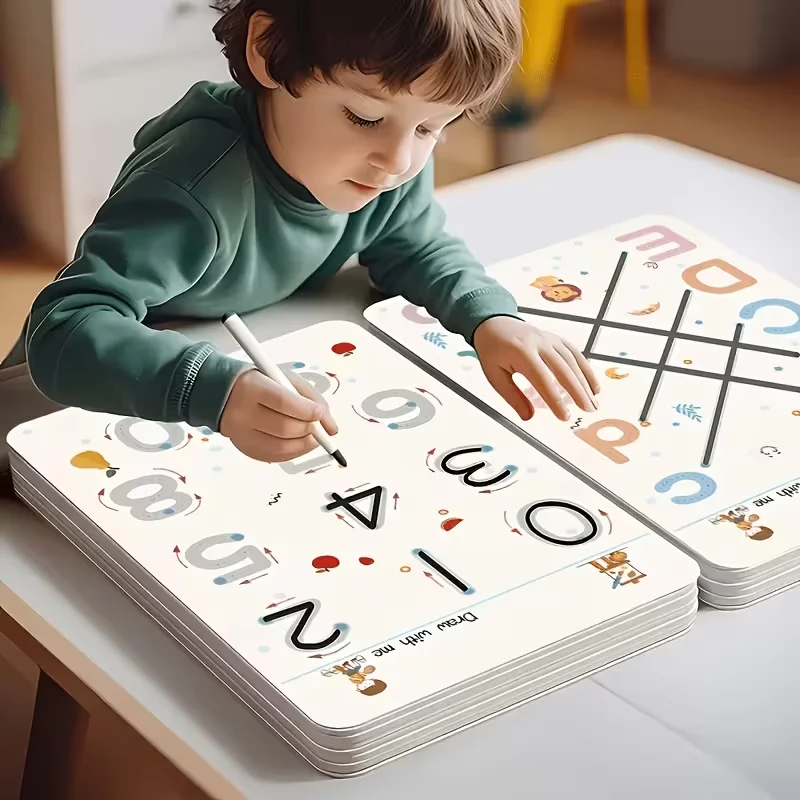 128/64-Page Magic Practice Copybook Set With 4/10 Pens - Learning Ages 3-6, Number & Alphabet Writing Workbook, ABC & 123 Practice Book, Reusable Activity Book For Hand-Eye Coordination & Fine Motor Skills