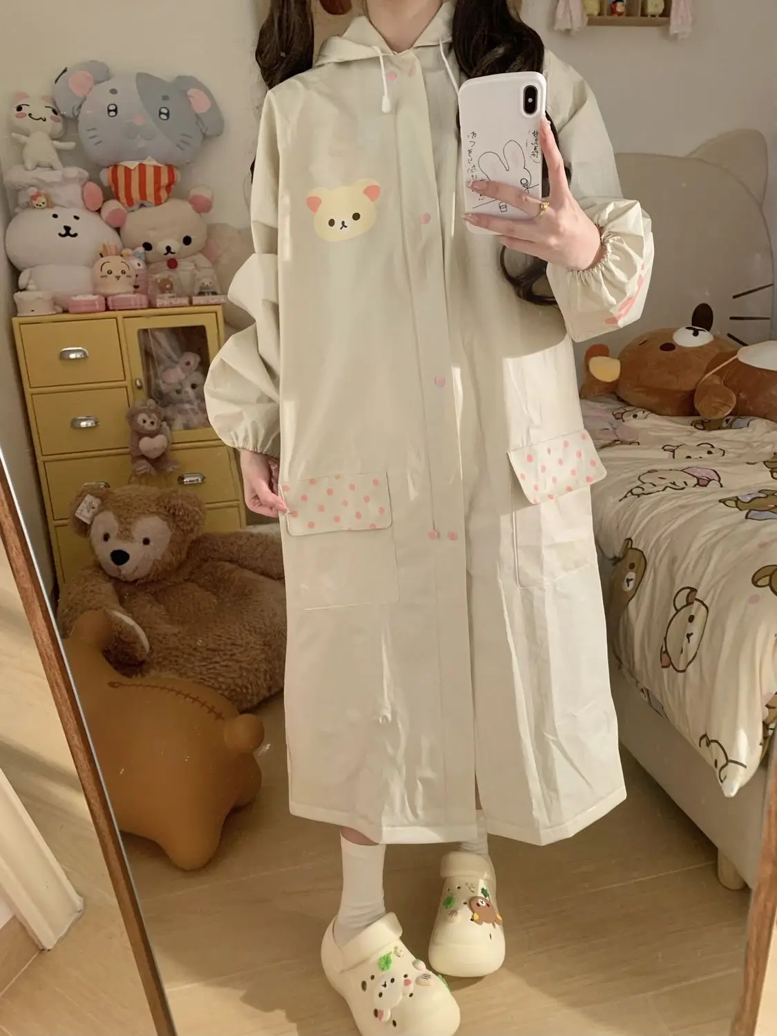 

Новый кавайный плащ Rilakkuma, студенческий солнцезащитный крем, интегрированный плащ из ЭВА, милый водонепроницаемый плащ с героями мультфильмов аниме, подарки для девочек, игрушки