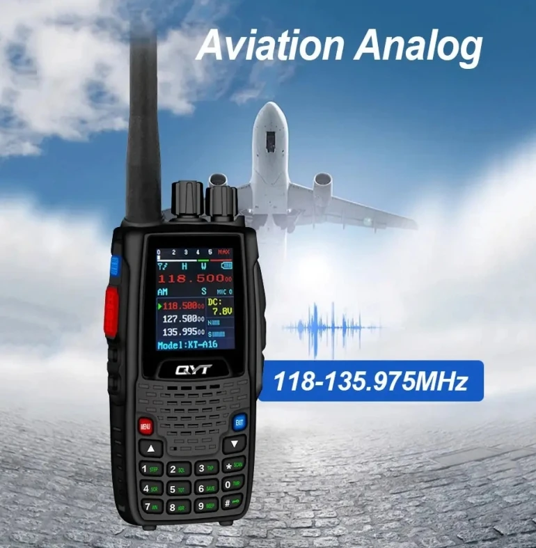 QYT KT-A16 Air Band Transmit Walkie Talkie 6W 200Ch Handheld Two-Way Radios Transceiver 118-135.975MHz