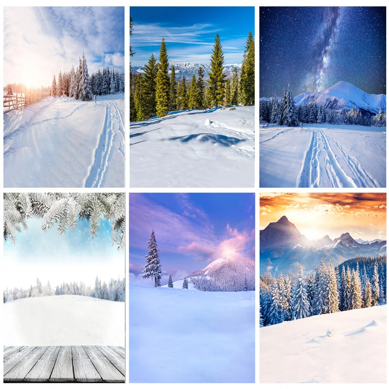 

ZHISUXI Winter Natural Scenery Photography Background Forest Snow Landscape Travel Photo Backdrops Studio Props 211121 DJXJ-04